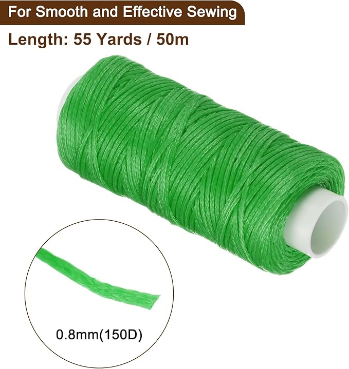 uxcell Leather Sewing Waxed Thread, 55 Yards / 50m 0.8mm 150D Flat Polyester - Image 2