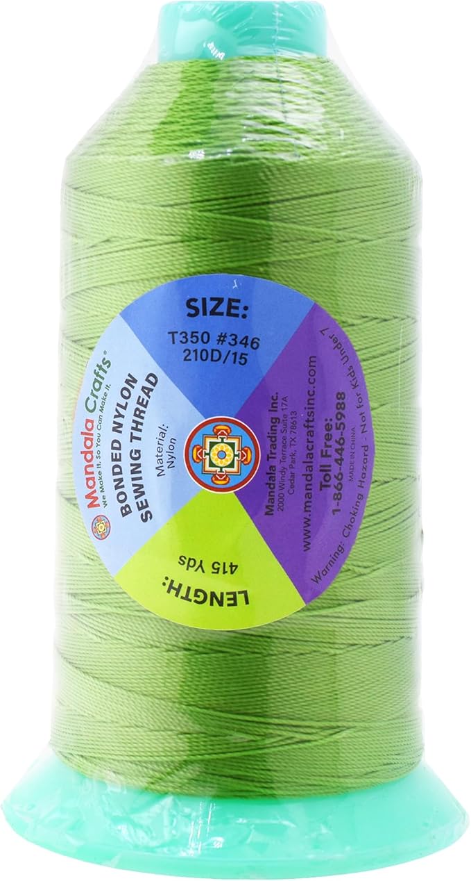Mandala Crafts Bonded Nylon Thread Apple Green Heavy Duty Sewing Threads - Image 3