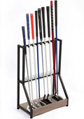 Golf Club Holder for 9 Clubs & 9 Balls, Solid Wood & Iron Golf Organizer, Golf Putter Holder Floor Stand, Golf Club Stand Suitable for Golf Simulators｜Golf Course Accessories