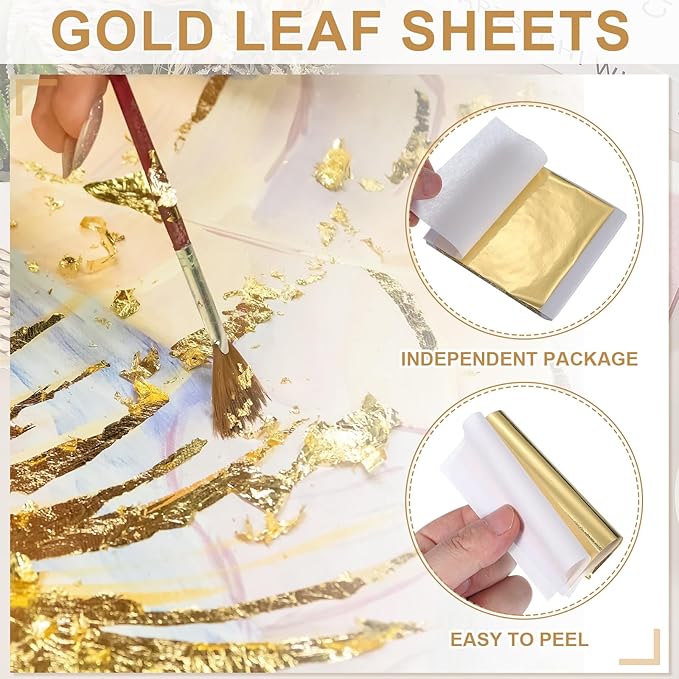 PATIKIL Gold Leaf Sheets for Art 3.7" x 3.4", Rose Red - Image 4