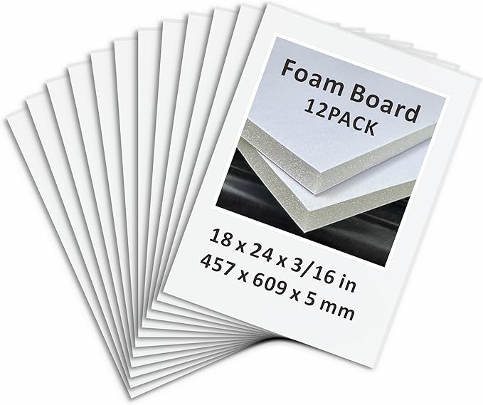 Foam Board 18 x 24 in, ZXUNLIEH 12 Pack White Poster Board, 3/16 in Thick Craft by Unknown