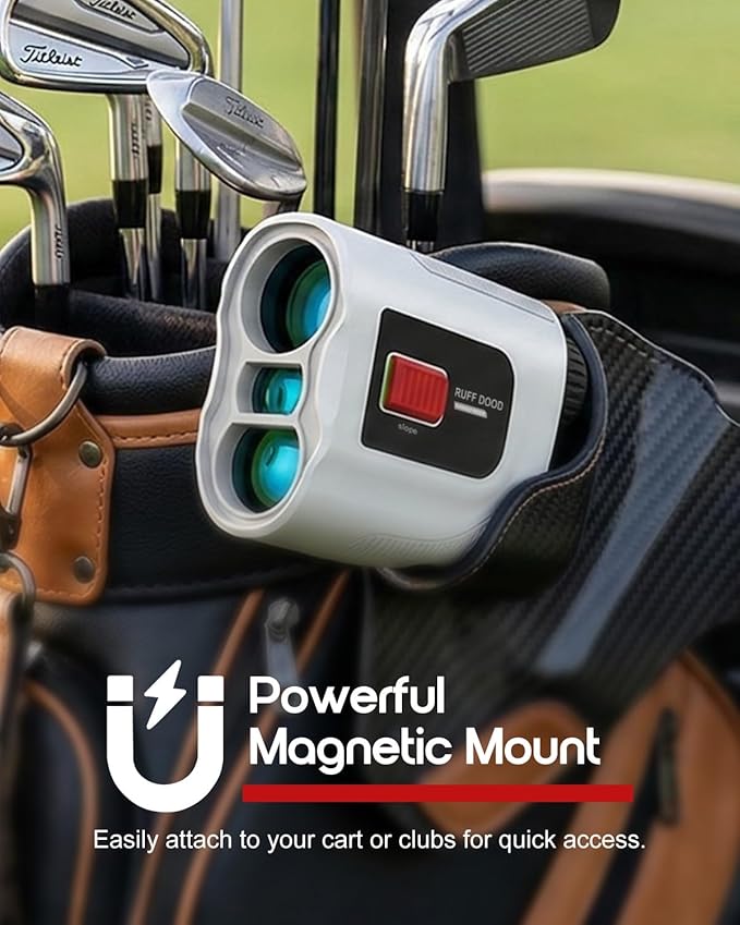 Golf Rangefinder with Slope, 1000 Yard Laser Rangefinder, Flag Lock & Vibration, Magnetic Mount, USB-C Rechargeable Golf Range Finder for Accurate Distance Measuring