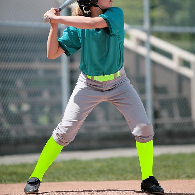 Dxhycc Youth Baseball Socks and Belt Combo Set Softball Baseball Socks and Elastic Waist Belt for Youth Boys Girls