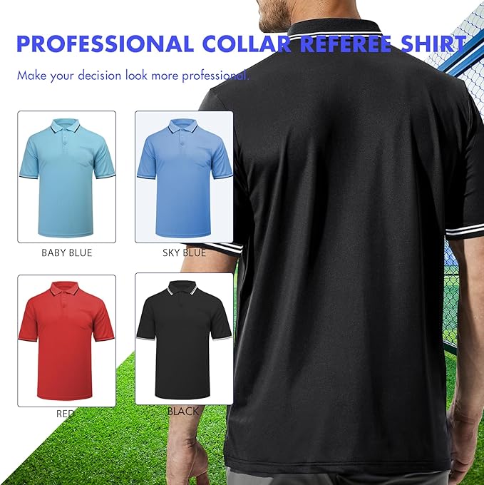 redgino Men's Baseball Softball Umpire Shirt Short Sleeve Polo Ref Jersey Referee Gear - Sized for Chest Protector