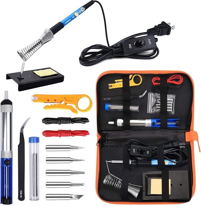 Soldering Iron Kit Electronics, 60W Adjustable Temperature Welding Tool by ANBES