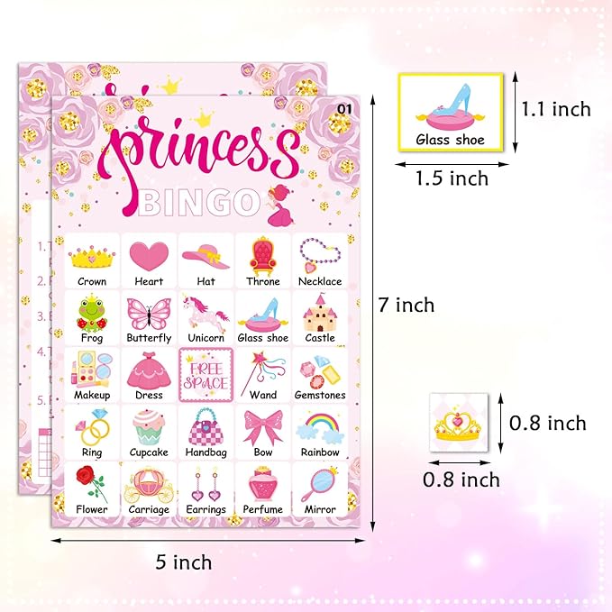 Pink Princess Bingo Game 24 Players Bingo Games Cards - Image 4