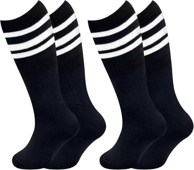 Sarfel Kids Soccer Socks Toddler Soccer Socks Girls Boys Soccer Socks Kids Tube Socks with Stripes Toddler Knee High Socks