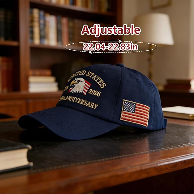 U.S.A 250th Anniversary Embroidered Baseball Cap Adjustable 1776-2026 Anniversary Birthday Retro Patriots Hat for Men Women
