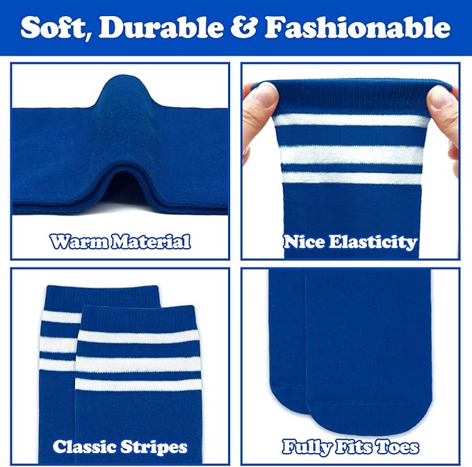 Sarfel Kids Soccer Socks Toddler Soccer Socks Girls Boys Soccer Socks Kids Tube Socks with Stripes Toddler Knee High Socks