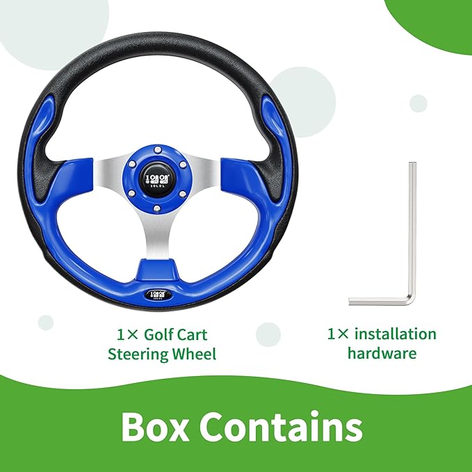 10L0L Golf Cart Steering Wheel, Universal Design Fit for Yamaha EZGO RXV & TXT, Club Car DS, Club Car Precedent Tempo Most Golf Cart - Klein Blue