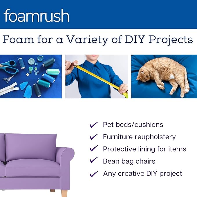FoamRush 11" x 24" x 24" Charcoal High Density Upholstery Foam Cushion Made in - Image 6