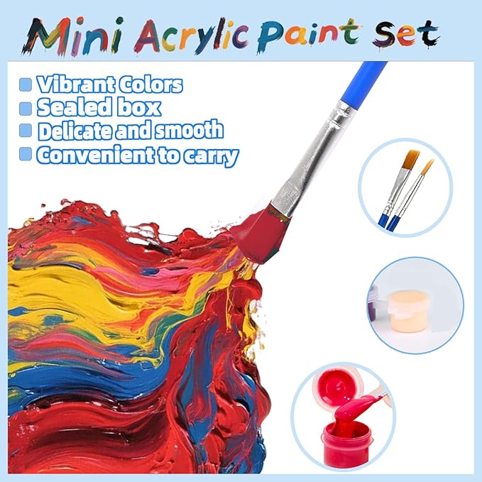 30 Pack Mini Acrylic Paint Set, 12 Colors Washable Paint Strips - Image 3