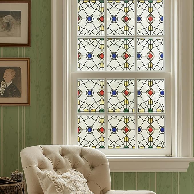 3D Stained Glass Window Film, Decorative Window Privacy Film by ADDHERES