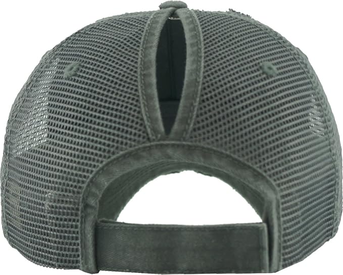 Classic Plain Ponytail Messy High Bun Headwear Adjustable Cotton Trucker Mesh Glitter Hat Baseball Cap