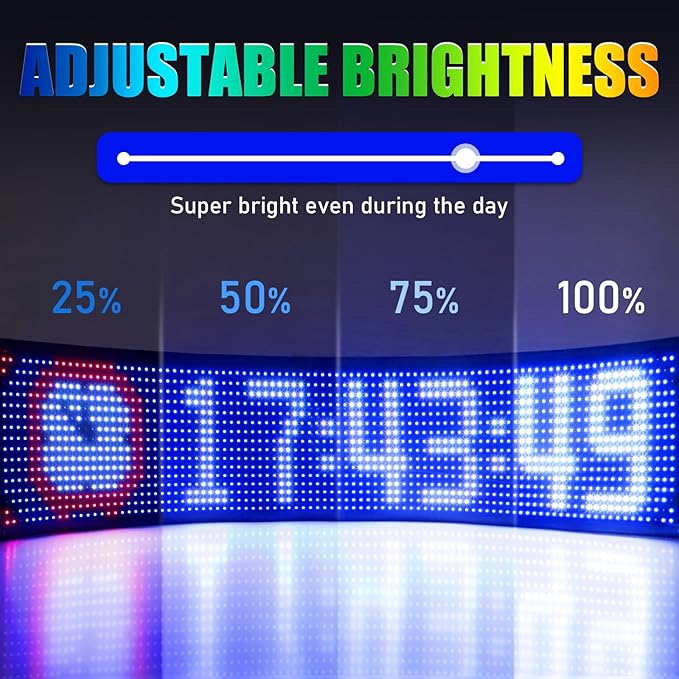 TOBWOLF Golf Cart LED Sign 23x5in Programmable Flexible Windshield Screen, App Controlled DIY Pattern Soft Lights, USA Patriotic 4th of July Independence Day Decor for Golf Trucks