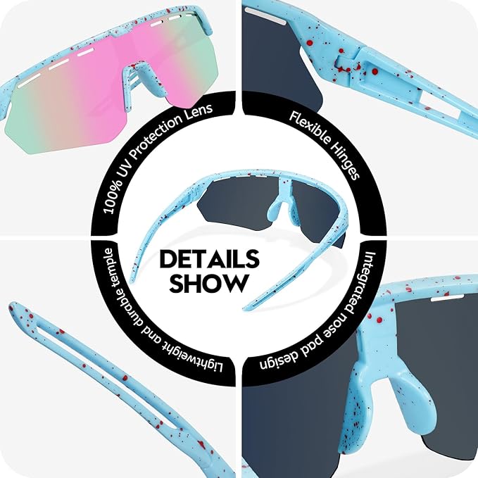 Youth Sports Sunglasses for Boys Girls Age 3-10, Lightweight Frame Kids Baseball Softball Cycling Sunglasses