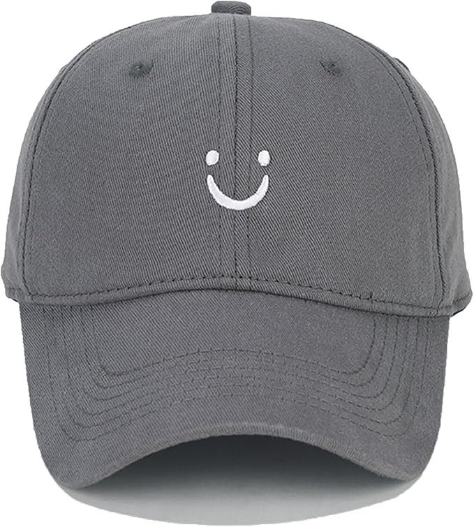 Umeepar Smile Face Baseball Cap for Women Men Adjustable Low Profile Unstructured Cotton Dad Hat