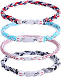 4 Pieces Baseball Necklaces for Boys,Three Braided Rope Tornado Sports Titanium Necklaces,Christmas Gifts Baseball Accessories Drip