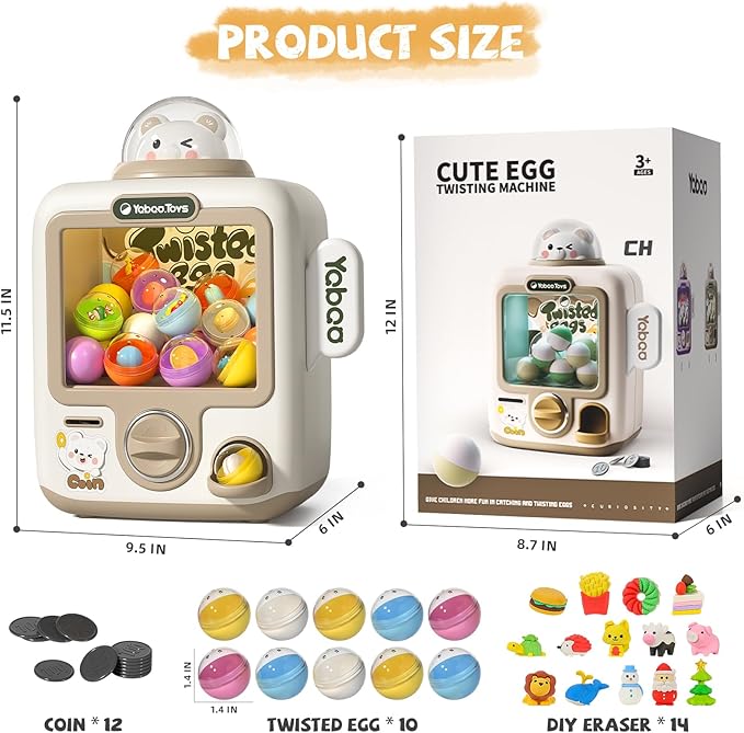 34 Pcs Claw Machine for Kids 3-12, Bears Gachapon Machine Toys for Girls 3 4 5 - Image 6