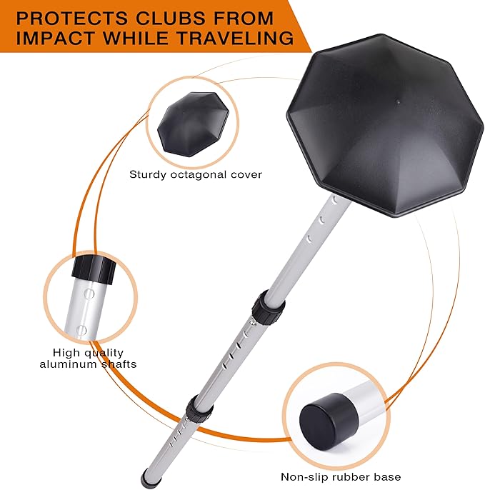 Golf Travel Support Pole,Aluminium Golf Support Rod,Golf Travel Bag Support System to Protect Clubs from Impacts