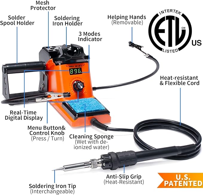 YIHUA 926 III 60W LED Display Soldering Iron Station Kit w 2 Helping Hands - Image 2
