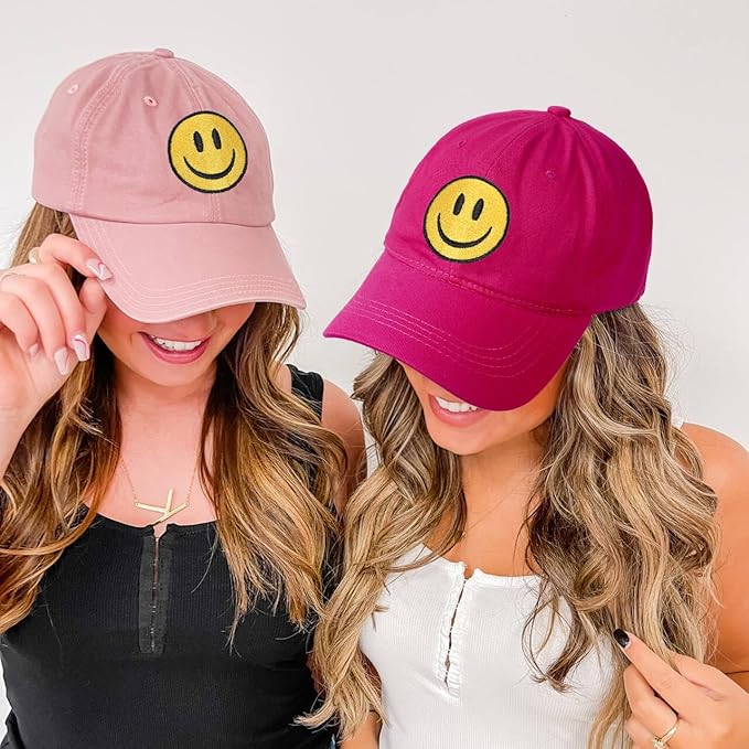Smile Face Baseball Cap for Women Men Cute Baseball Caps Unstructured Cotton Dad Hat