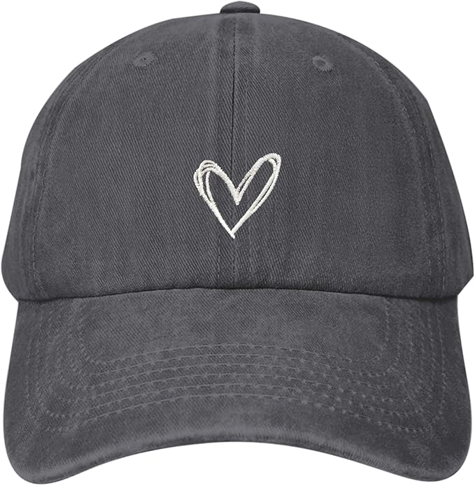 Pairxily Vintage Heart Embroidered Baseball Cap Distressed Adjustable Hat for Women Low Profile Dad Hats Unisex Cotton Cap