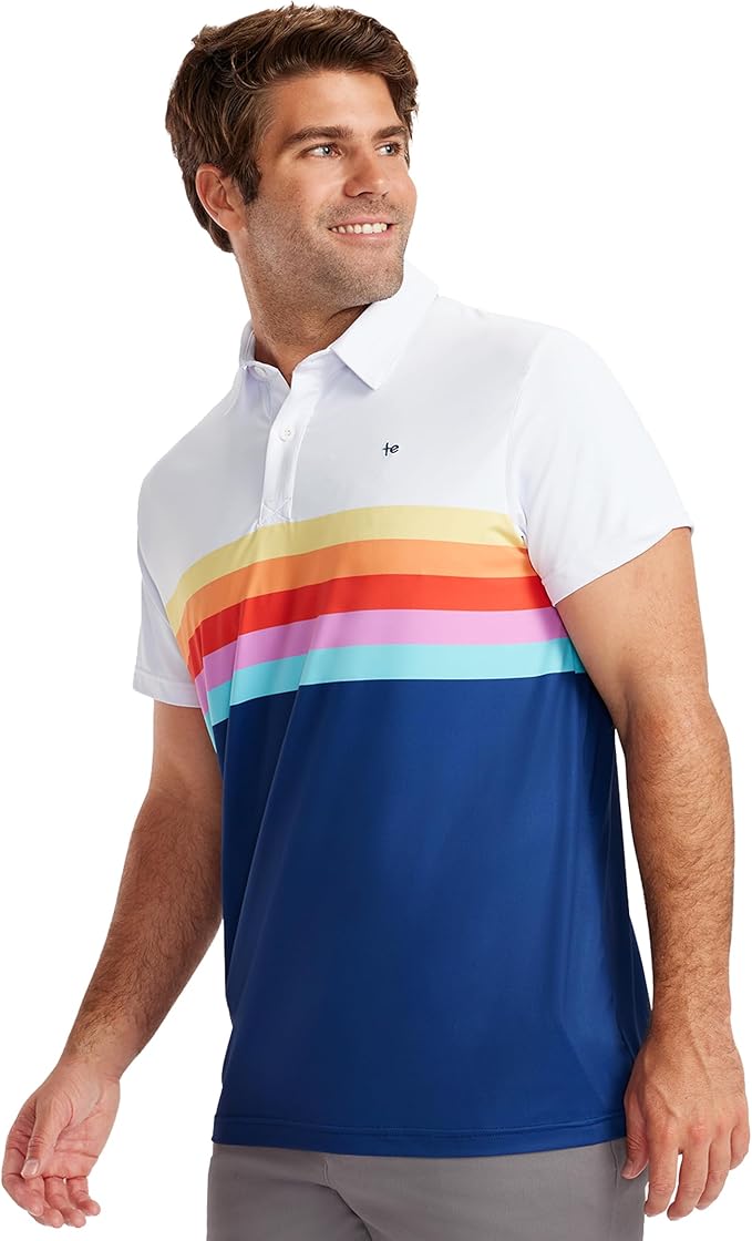 Tipsy Elves Men's Performance Golf Shirt - 4-Way Stretch, Quick Dry, Athletic Cut - Golf Polo