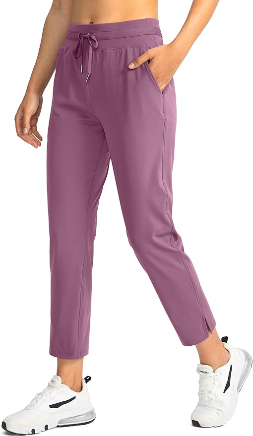 Soothfeel Women's Pants with 4 Pockets 7/8 Stretch High Waisted Sweatpants Travel Athletic Work Golf Pants for Women