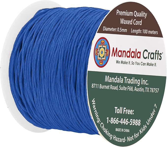 Mandala Crafts 0.5mm 109 Yards Sapphire Blue Cotton Waxed Cord - Image 2