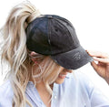 Eohak Distressed Ponytail Hats Baseball for Women Messy-Bun Pony Caps