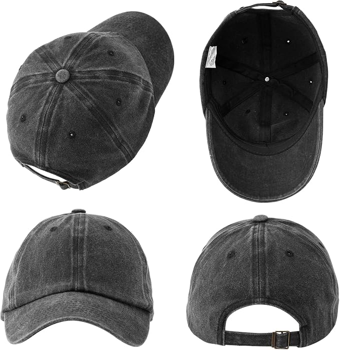 MEINICY 3 Packs Washed-Cotton Plain Baseball Cap, Vintage Adjustable Dad Hats Gift for Men/Women,Unstructured