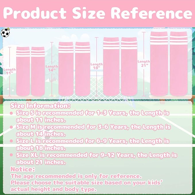 Olreco 1 Pack Toddler Kids Youth Soccer Socks Girls Boys Baseball Socks Youth Knee High Softball Football Accessories Cotton