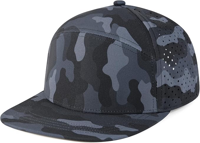 FEINION Men Flat Brim Adjustable Performance Hat Snapback Laser Perforated Baseball Cap