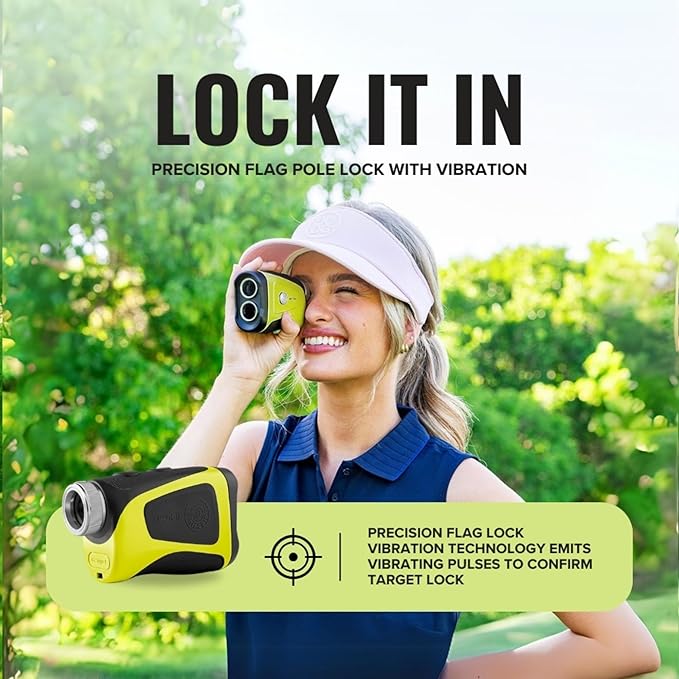 Pro Tour Golf Rangefinder with Slope - Range Finder Golf with Ultra-Strength Magnet - Laser Rangefinder with Slope Technology & Flag Pole Lock Vibration - Golf Range Finder