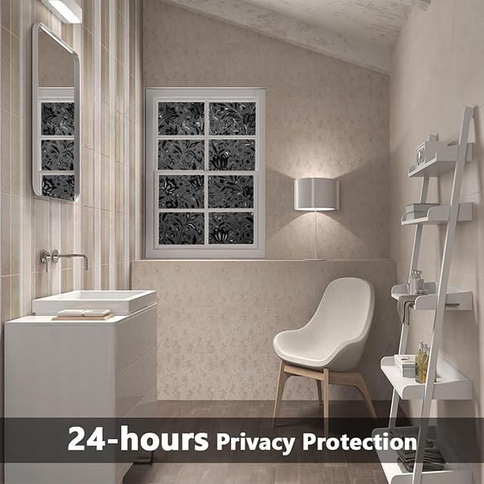 LEMON CLOUD Total Blackout Window Film Privacy Static Cling Frosted Black - Image 6