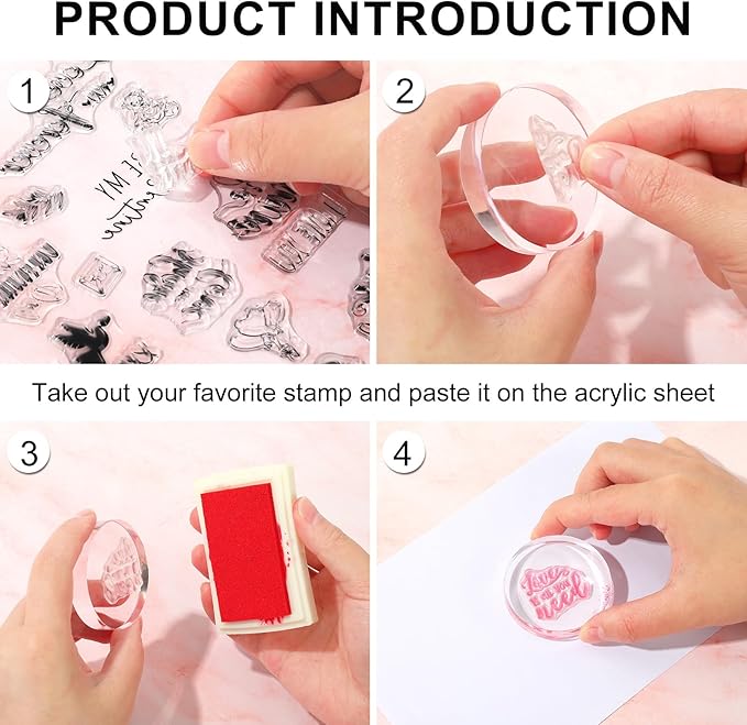 Whaline 4 Sheet Valentine's Day Words Clear Stamps Love Heart Silicone - Image 3