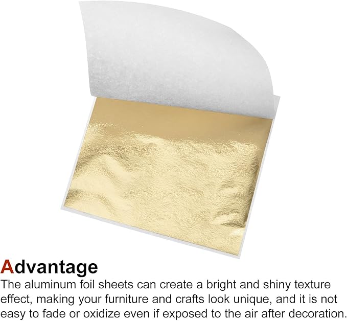 MECCANIXITY Gold Leaf Foil Sheet, Light Golden Leaf Papers, 3.3 x 3.1inch - Image 4