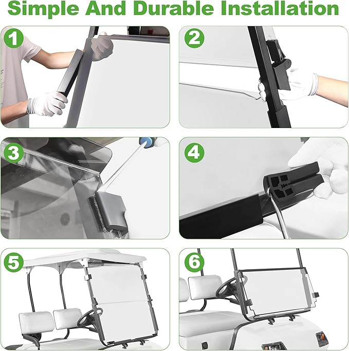 Windshield for Yamaha G14/G16 1995-2003 Year Gas and Electric Golf Cart, Foldable & Durable (Clear)