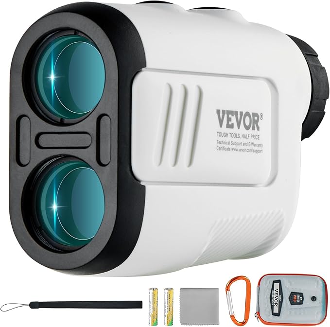 VEVOR Golf Rangefinder, Laser Golfing Hunting Range Finder, 6X Magnification Distance Measuring, Golfing Accessory with High-Precision Flag Lock, Slope Switch, Continuous Scan, and Batteries