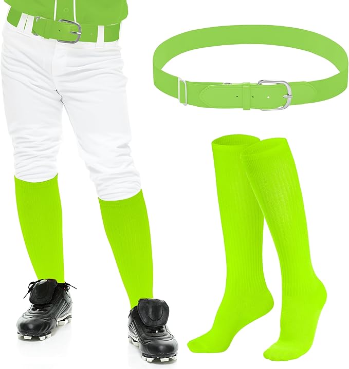 Dxhycc Youth Baseball Socks and Belt Combo Set Softball Baseball Socks and Elastic Waist Belt for Youth Boys Girls