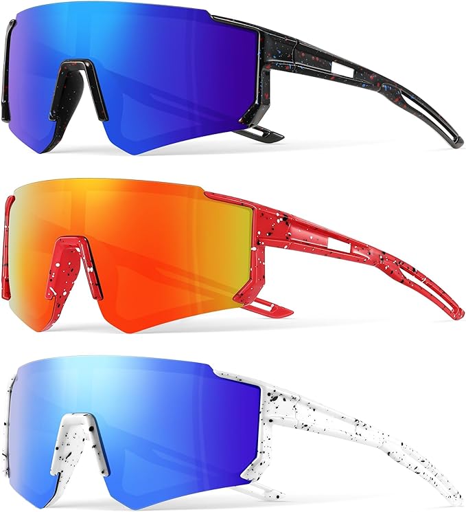 3PACK Kids Sunglasses Youth Baseball Sunglasses for Boys Girls Age 4-12,Softball Sports Cycling Goggles UV Protection