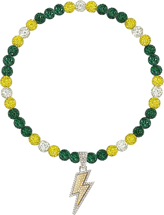 Baseball Necklace for Men 16/18/20 Inch Bling Ice Collection Lightning Bolt Pendant Necklace for Women Rhinestone Clay Beaded Discoball Accessories Gifts for Baseball Team Players Lovers