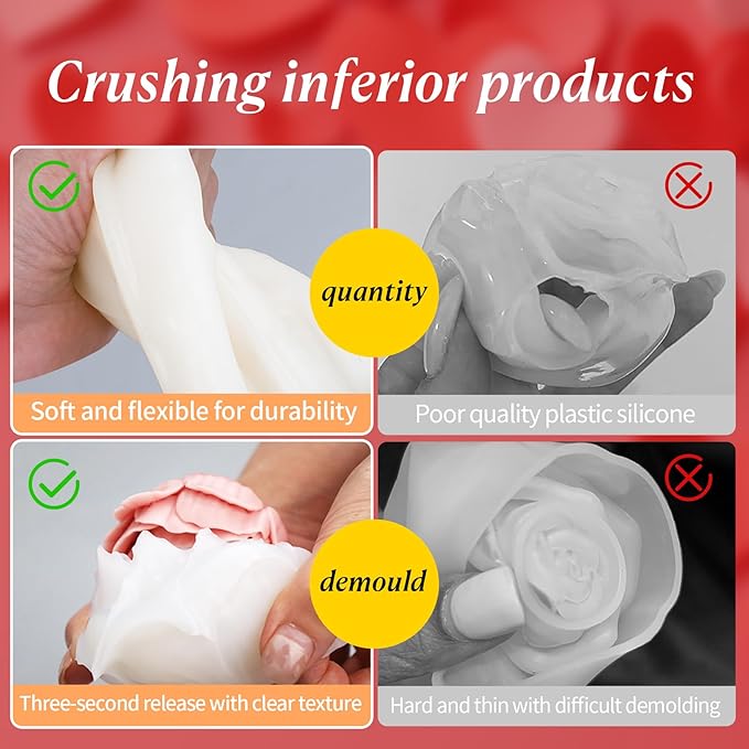 2Pcs Heart Flower Candle Wax molds Silicone Shapes - Image 3