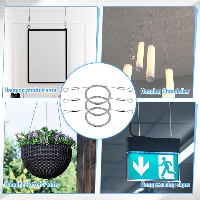 6 Pcs Picture Hanging Wire Heavy Duty Adjustable Art Hanging Wire 9.8FT x1.5mm - Image 7