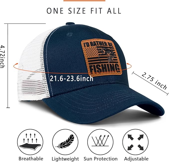 Fishing Hat Fishing Gifts for Men Bass Fish Flag Gear Accessories Stuff Trucker Hat Snapback Baseball Cap