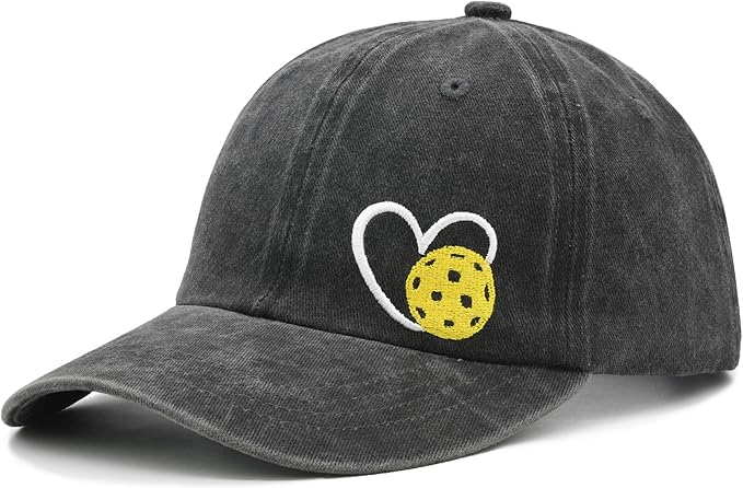 Pickleball Hat for Women Men, Adjustable Embroidered Heart Pickleball Baseball Cap
