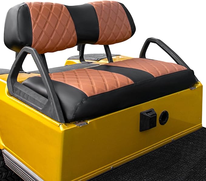 NOKINS Golf Cart Club Car DS 2000.5-Up Diamond Seat Covers Kit, Fits Club Car DS OEM Standard Front Seat Cushion, Golf Cart Vinyl Seat Cover, No Nails Required (Brown and Black)