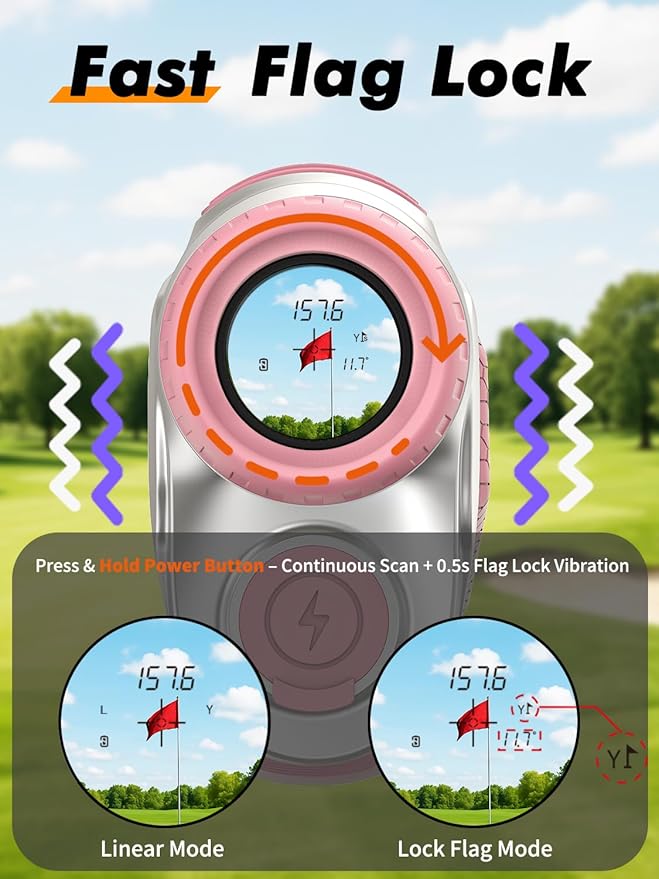 Magnetic Golf Rangefinder with Slope – 7X Magnification, 1300Y Range Finder Golf for All Levels, Fast Flag Lock Vibration, Rechargeable, Waterproof Golf Accessories for Men and Women
