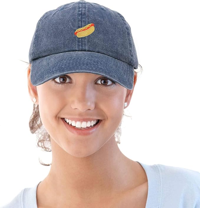 DALIX Hot Dog Hat Embroidered Mens Womens Baseball Cap